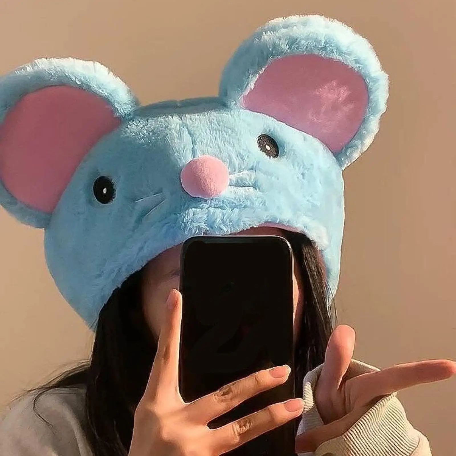 Confortevole peluche blu topo cappello decorazione novità copricapo cartone animato per giochi di ruolo carnevale Halloween festa di compleanno ragazzi ragazze