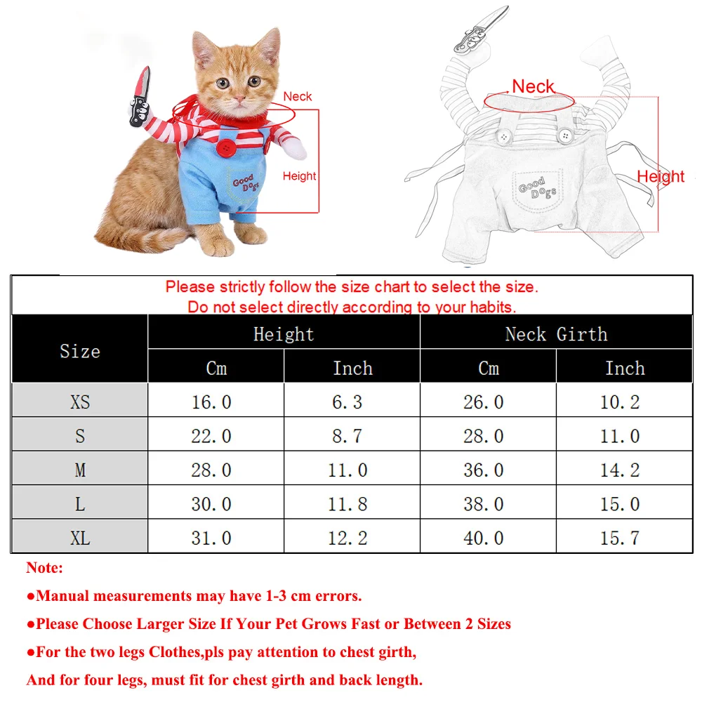 Kleines Haustier-Kostüm für Katzen und Hunde, Halloween-Cosplay für Kätzchen und Welpen, lustiger Katzen-Overall, Outfit für Feiertagspartys, Fotoshootings, Yorkie-Bekleidung – Detail 1