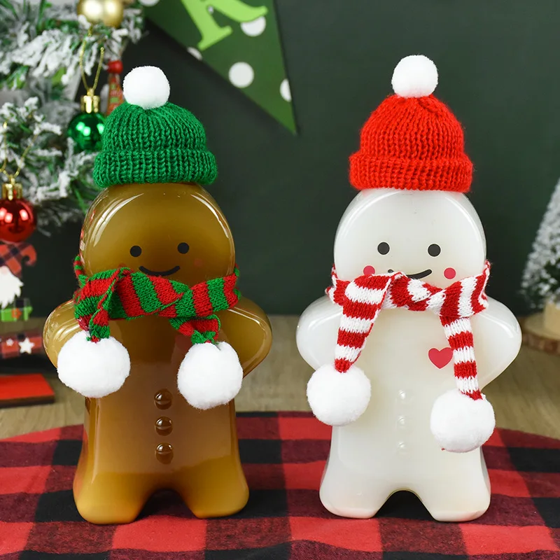 

Christmas Cute Gingerbread Man Drinking Cup Portable Shaker Drink Bottle Milk Tea Water Bottle for Home Couple Xmas Bottle Gifts