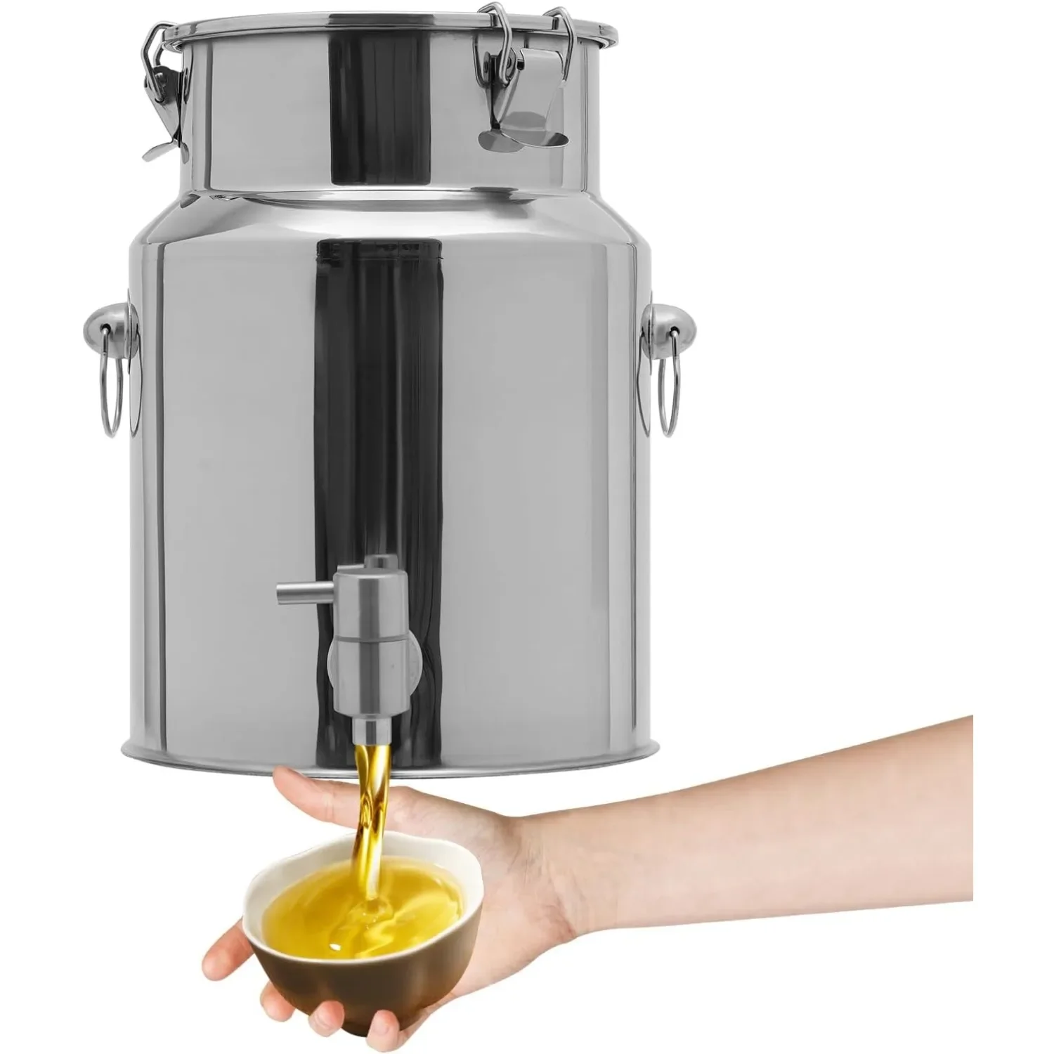 304 Stainless Steel Milk Can, 10L/2.64Gallon Milk Can with Faucet, Metal Water Beverage Drink Dispenser with Sealed Lid for Milk and Wine Liquid Storage (10L)