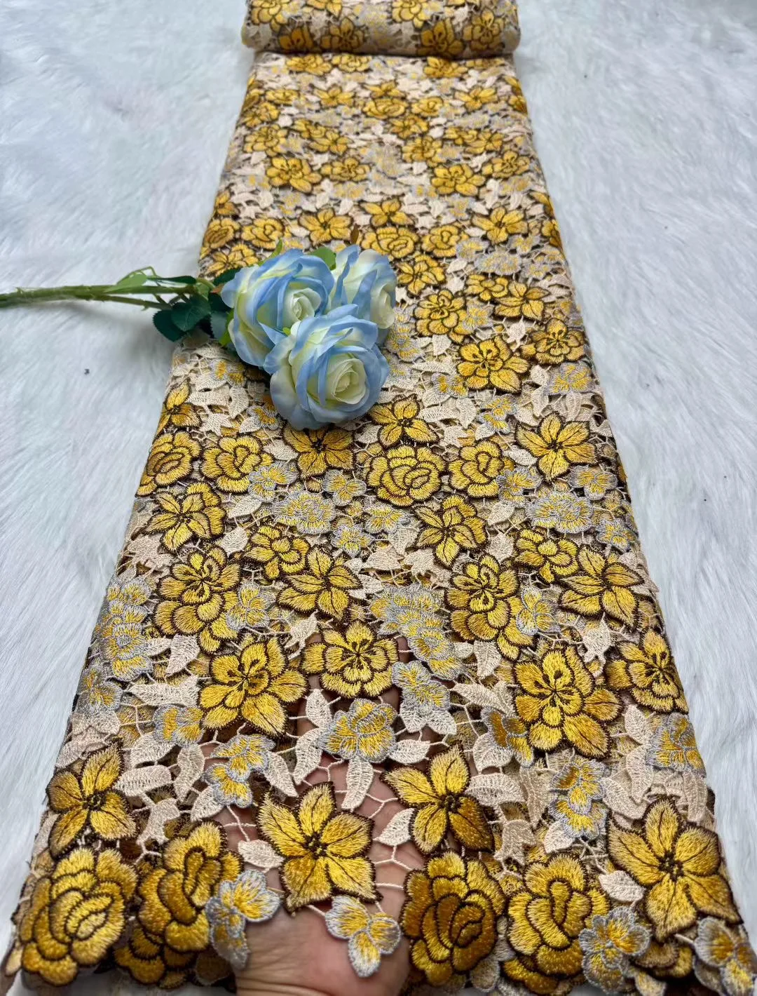 

LACE African Sequins Guipure Cord Lace Fabrics 5 Yards White 2026 New Nigerian Water Soluble Lace For Women Dresses Sewing