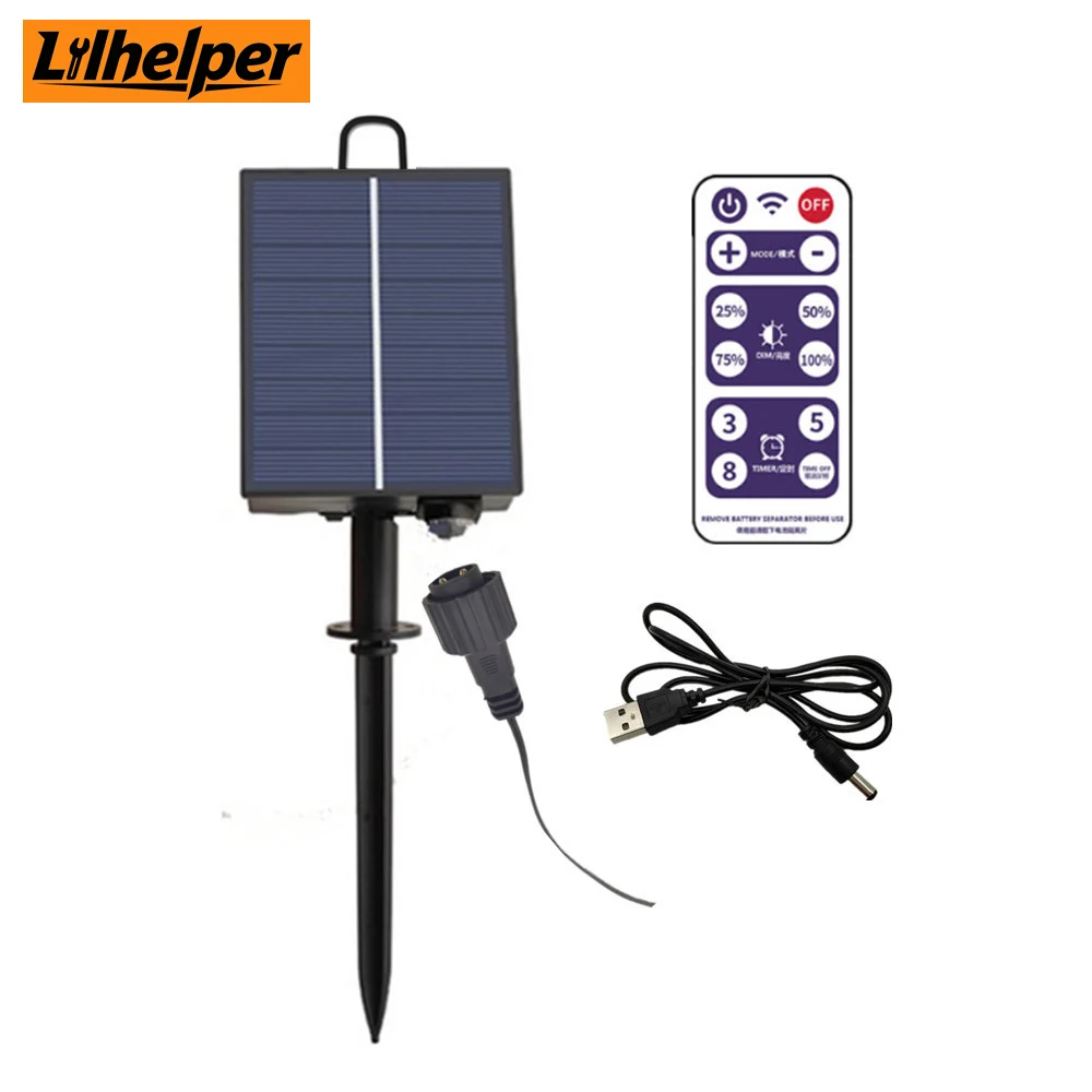 1200mAh Solar Panel Control Box with Remote for Outdoor Indoor LED String Lamp Solar Powered Light for Garden Street Camping