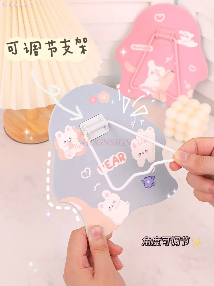 Unregelmäßiger Spiegel, niedlicher kreativer Schlafsaal, tragbarer Klapptisch aus Glas, Make-up-Spiegel für den Haushalt