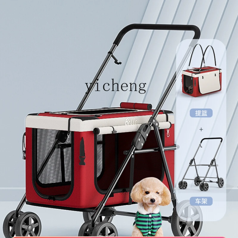 Pet Stroller Dog Cat Trolley Outdoor Car Small Light and Portable