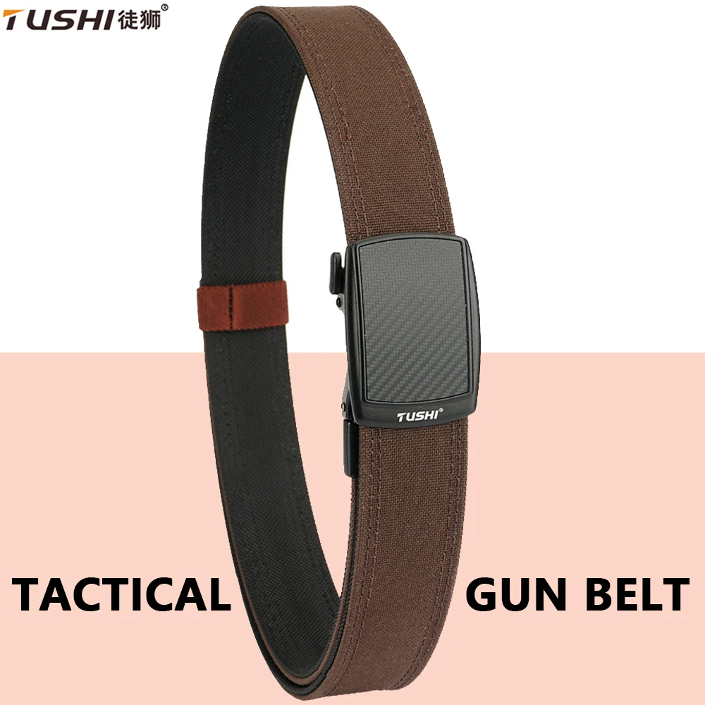 

TUSHI Mens Automatic Nylon Belt Male Army Tactical Belt for Man Military Canvas Belts High Quality Jeans Fashion IPSC Waistband