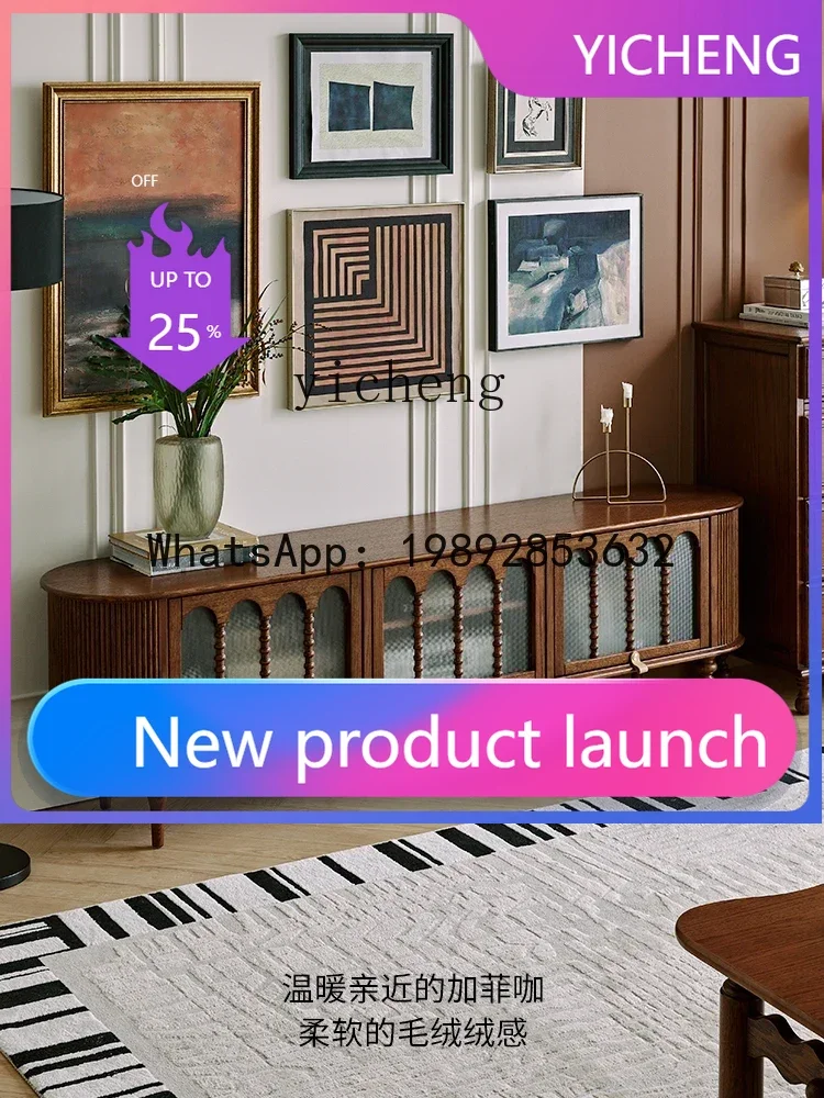 

LYY Retro Solid Wood TV Cabinet Coffee Table Combination Living Room Small Apartment TV Stand