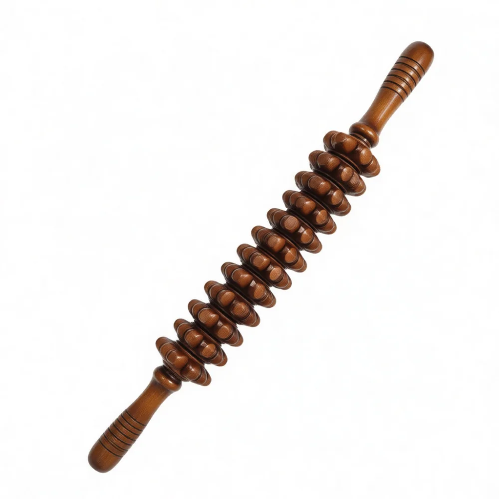 Manual Wooden Massage Roller Tool Back Abdominal Muscle Relaxer Solid Wood Durable Body Health Fitness Relief Treatment Gear