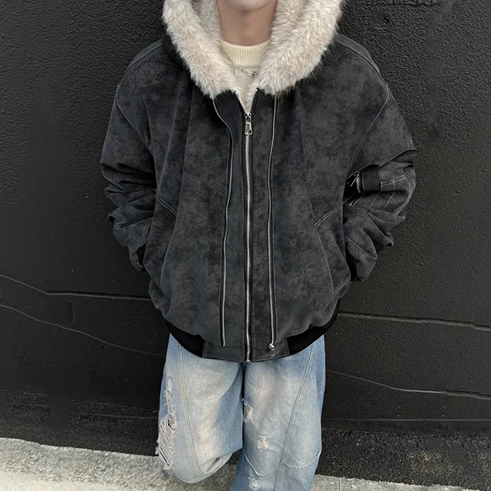Mens Autumn Cotton Padded Jacket Fleece Warm Hooded Jacket Stylish Casual Outdoor Versatile Long Sleeved Top Men'S Clothing 2025