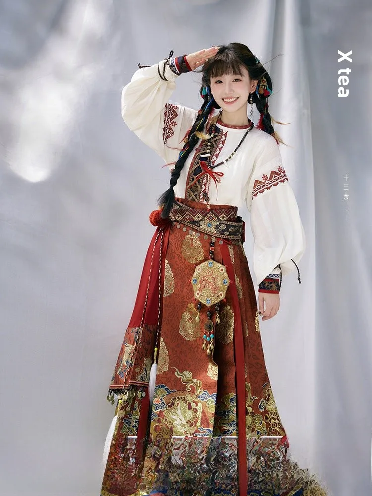 

Тринадцать Exc ain Field Flower Thieves Note, совместная этническая женская традиционная юбка Hanfu