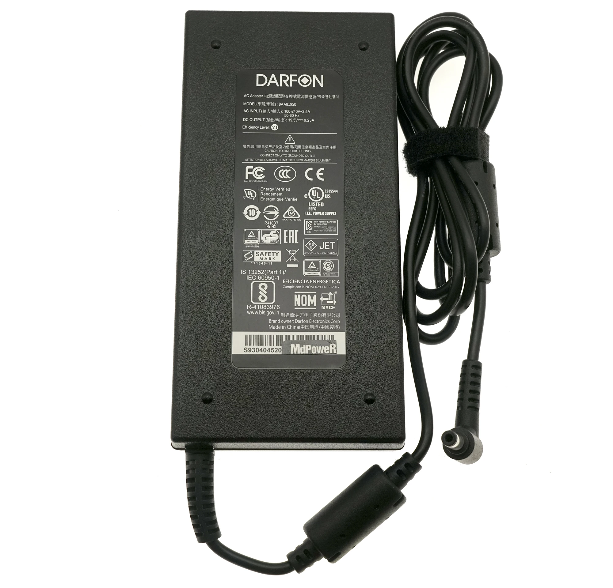 Genuine DARFON BAA81950 19.5V 9.23A 180W AC Adapter Charger For MSI Creator 17M A10SE-205NL A10SE-210ES A10SE-225FR Power Supply