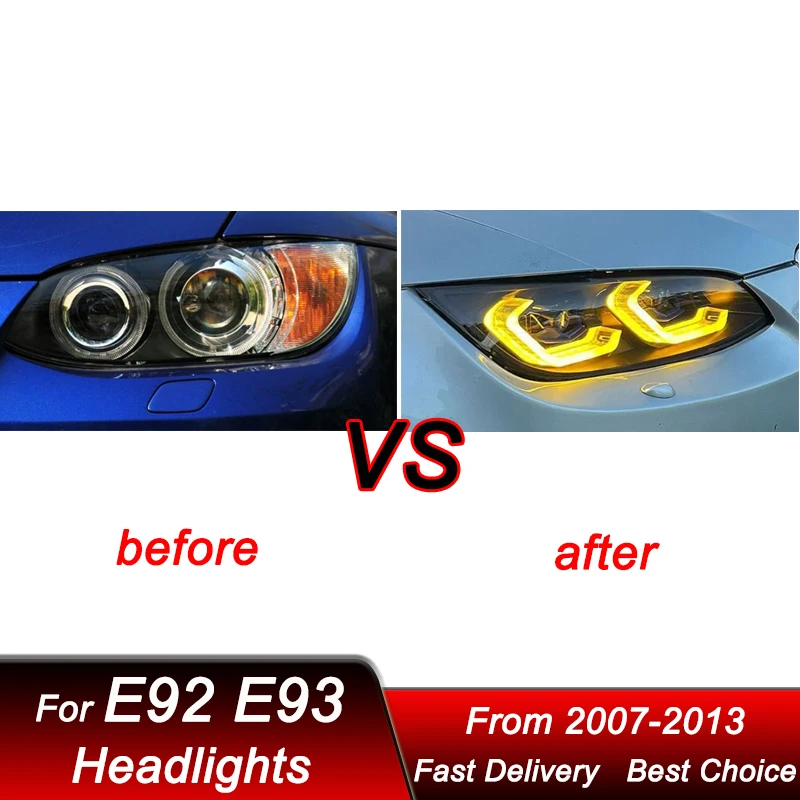 Hot Car Headlights For BMW M3 E92 E93 07-13 Upgrade LED Auto Head Lamp Assembly High Configure Projector Lens Accessories Kit