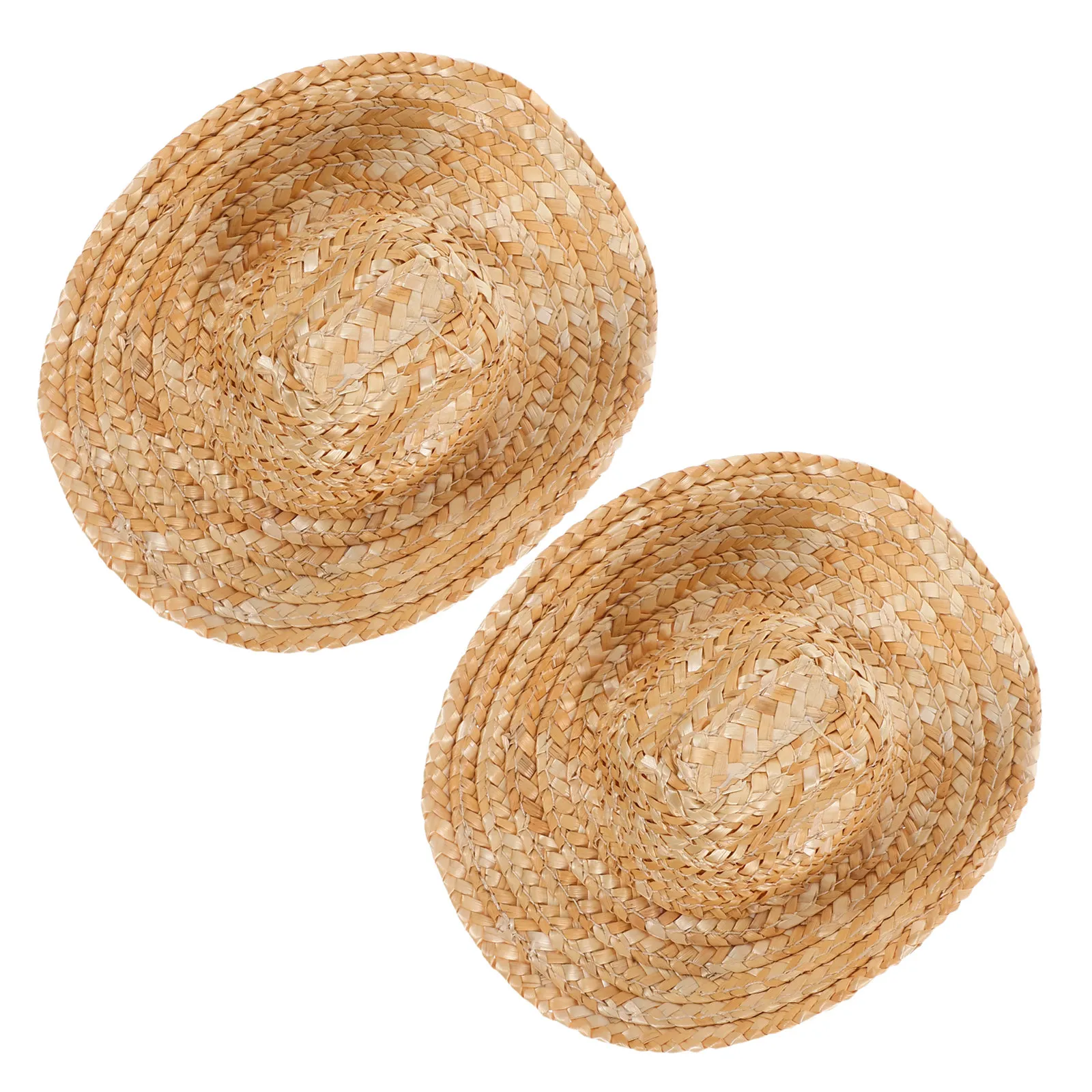 

2 шт. миниатюрные соломенные шляпки-ковбойки для домашних животных, маленькие вестерн-шляпки для поделок, фотосессий, украшения вечеринок, мини-шляпки из травы