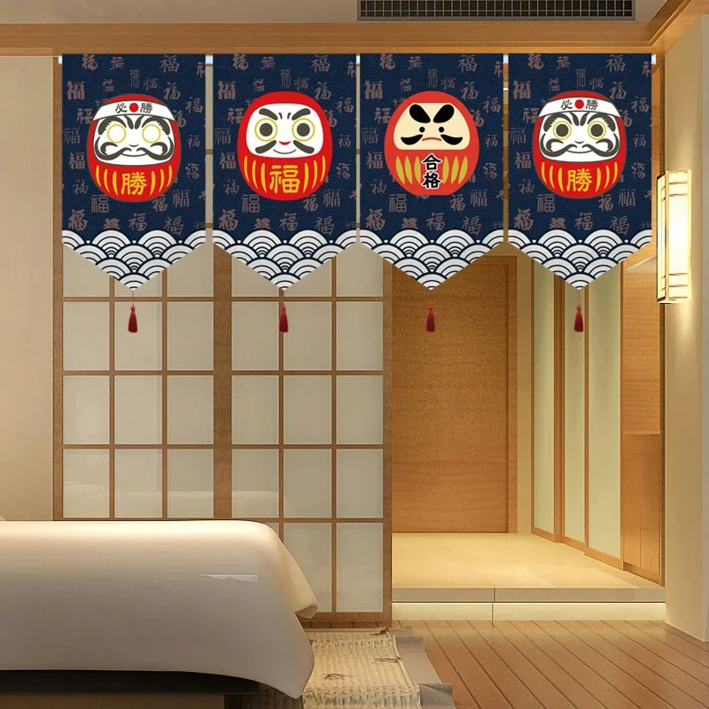 Japanese Door Curtains Commercial Sushi Skewer Shop Door Window Decorations Tapestries Kitchen Living Room Partition Tatami Flag