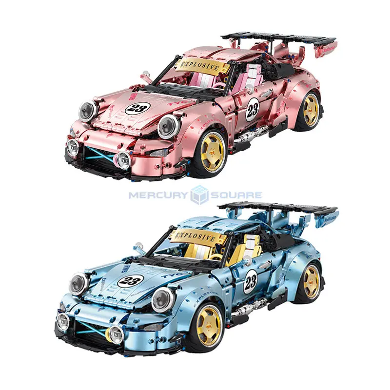 Low Lying Car Model Building Blocks Rare Color Electroplated Metal 1:10 T5036 Bricks Racing Vehicle Toy Gift for Boys Adults