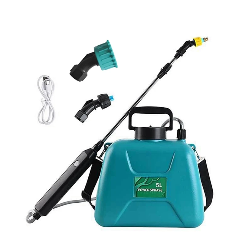 5L Electric Sprayer Automatic Atomization Plant Sprayer Gardening Irrigation Sprinkler Shoulder Type Watering Can Durable Green