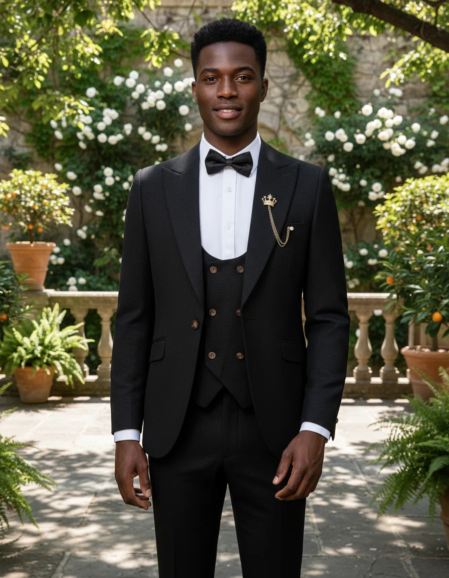 3 piece set elegant suit for man slim fit formal office and leisure banquet groomsman set groom's wedding dress luxury full suit