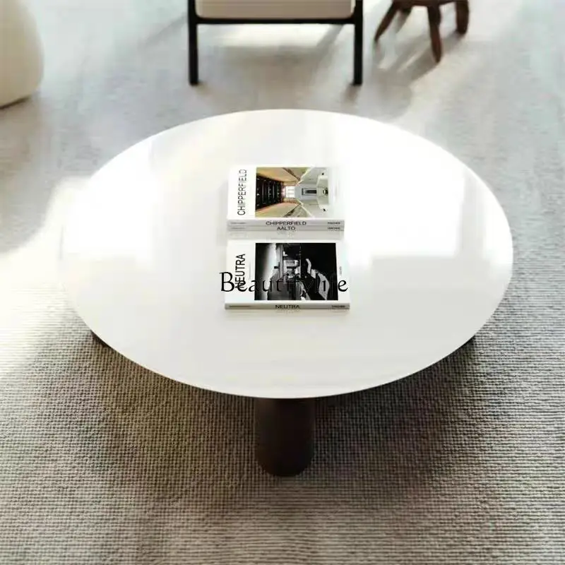 *طاولة قهوة مستديرة بسيطة إيطالية لغرفة المعيشة أثاث شخصي إبداعي من الخشب الصلب