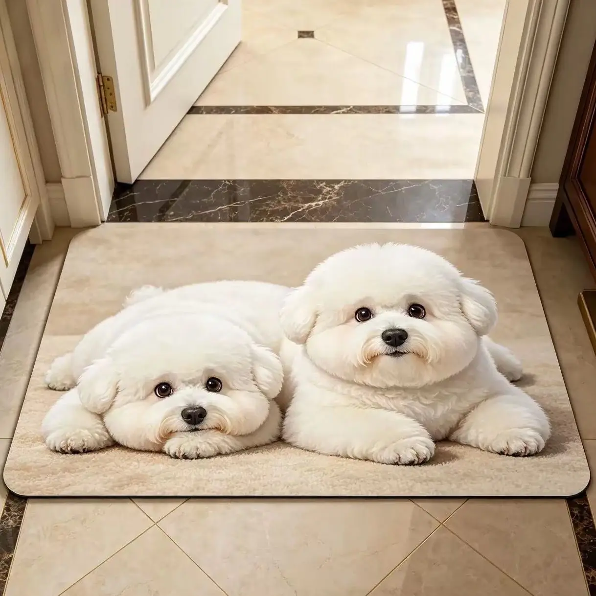 Cute Bichon Frise dog graphics welcome rug indoor hallway kitchen threshold balcony Entry Door Mat home decor Christmas Present