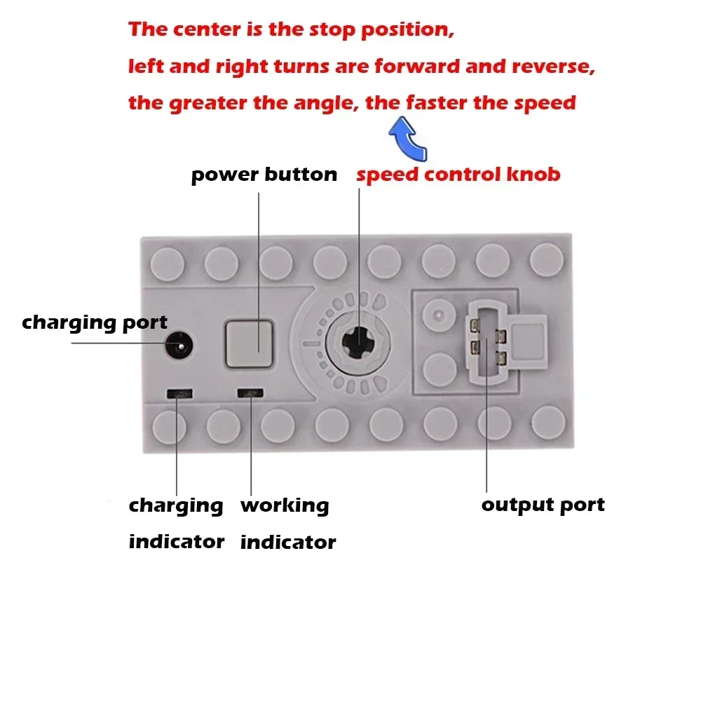 MOC Rechargeable Lithium Battery Box Multi-function Power Up Tool Car Train Motor Speed Adjust Control for Building Blocks 8878