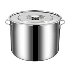 Silver Stainless Steel Soup Bucket Versatile Large Capacity Soup Stock Pot With Lid For Home Restaurant