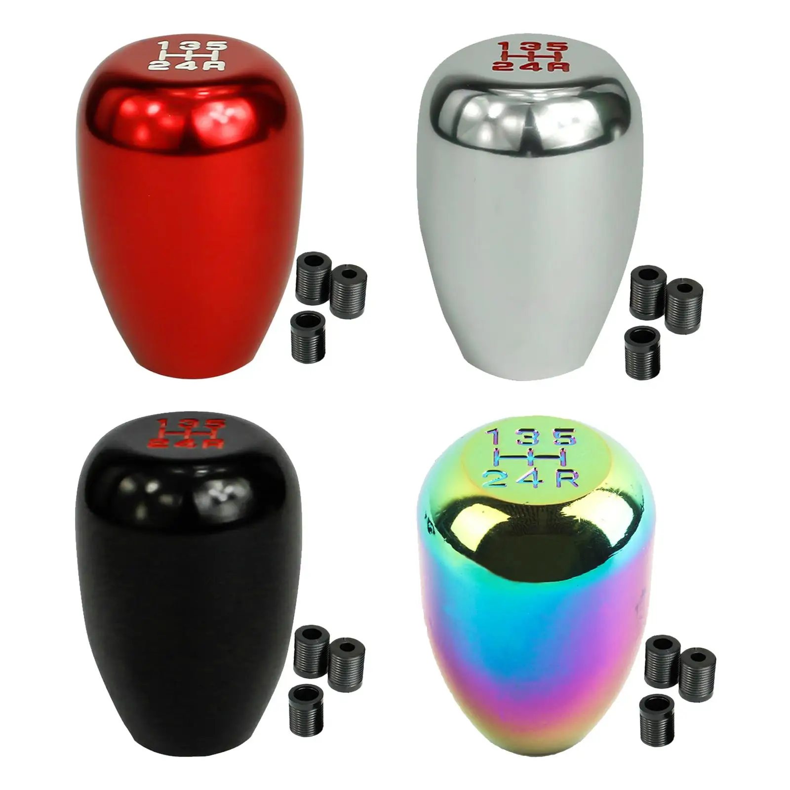 5 Speed Car Shifter Knob Handle Aluminum Alloy Durable Personal Decoration with 3 Universal Adapters Easily Install Accessory