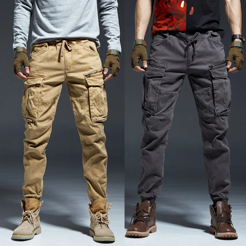 

Men's Workwear Trousers High Top Zipper Loose Fit Cargo Pants Youthful Energy Sle Winter Thiened Cotton Youth Pants
