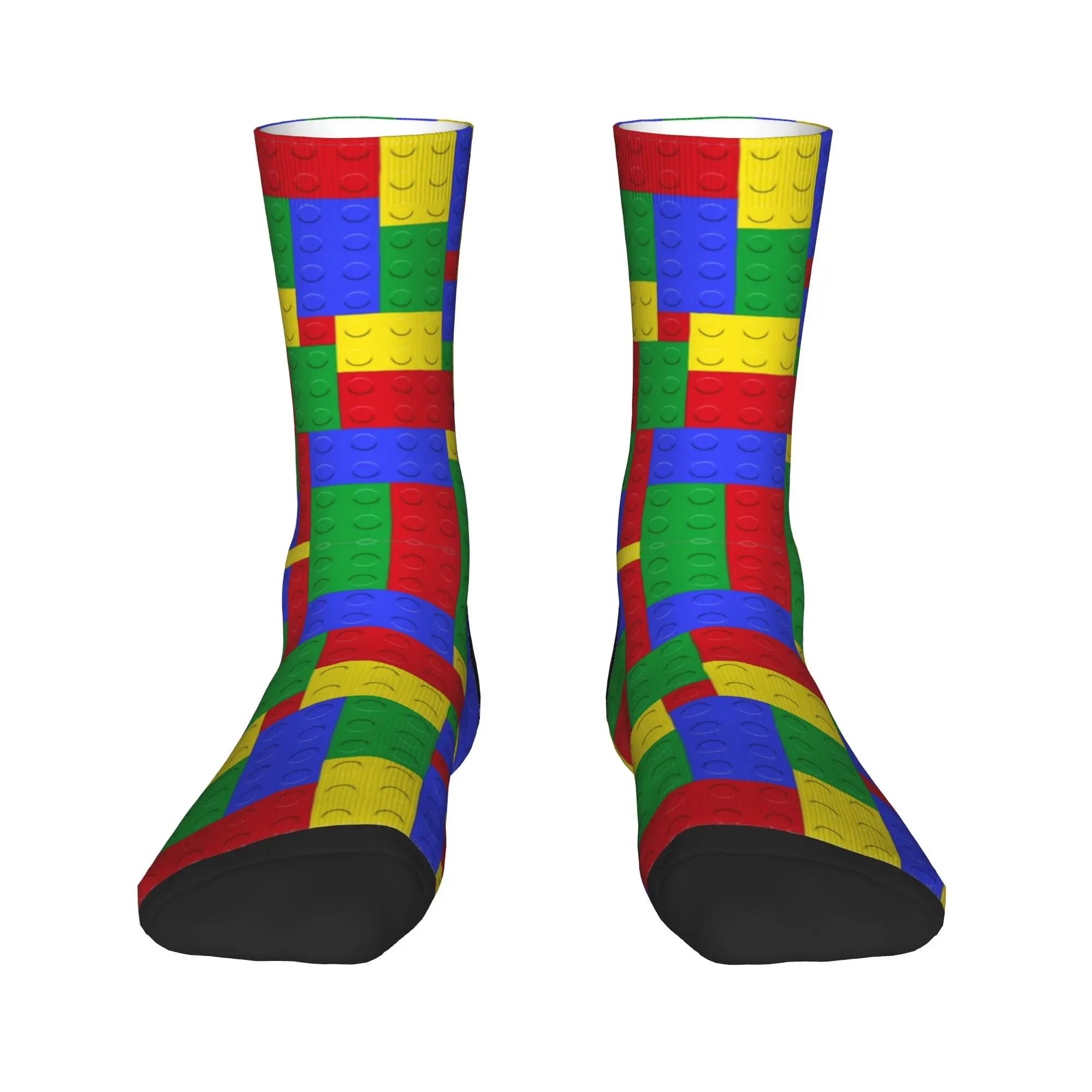 Classic Red Green Blue Yellow Building Blocks Bricks Stockings Trendy Socks Comfortable Socks Spring Running Sports Anti Socks