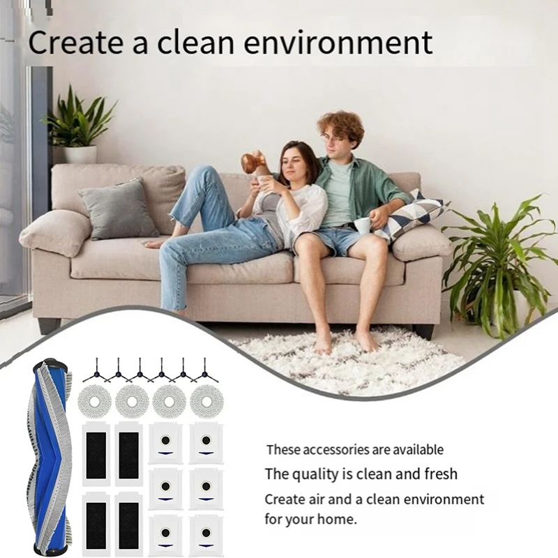 Accesorios para Ecovacs Deebot T30 / T30 Max / T30 Pro Robot aspirador, juego de repuesto con cepillo principal, bolsas de polvo