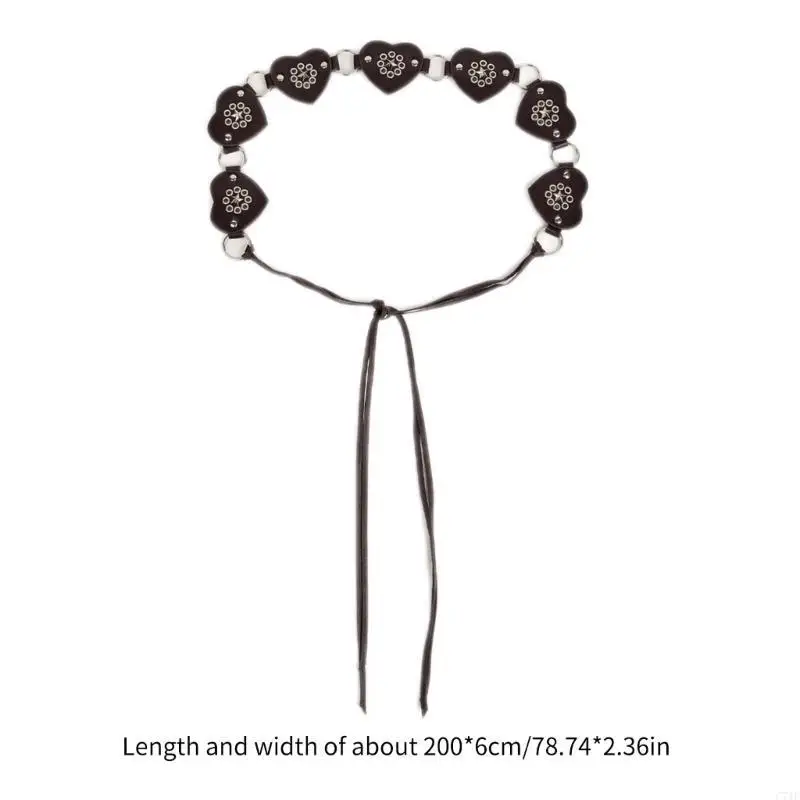 C71F حار فتاة رعاة البقر التعادل حزام الخصر حزام الخصر المعدني القلب لفساتين الجينز #6