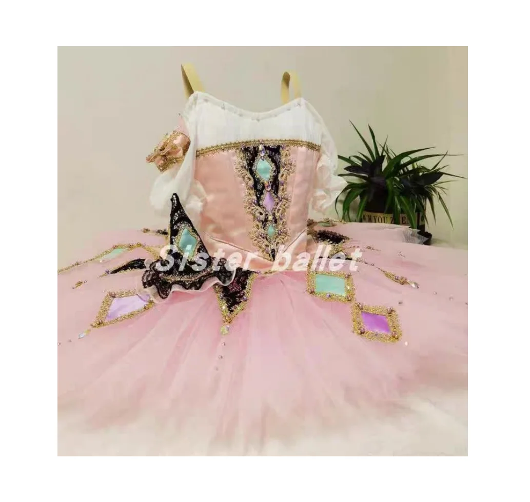 

New Ballet contest dress Custom million clown variation dress Pink TUTU dress imported tulle contest dance tulle dress