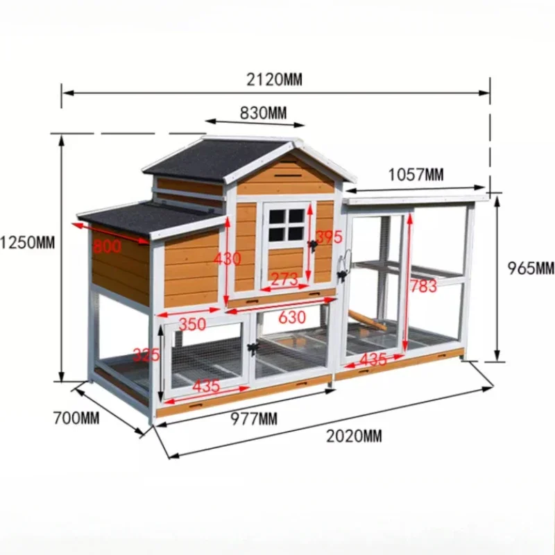 Outdoor Large Wooden Pet Cage Nets Train Protection Laying Eggs Chicken House Dovecote Cage Domestic Rabbit Cage 2120*830*1250mm