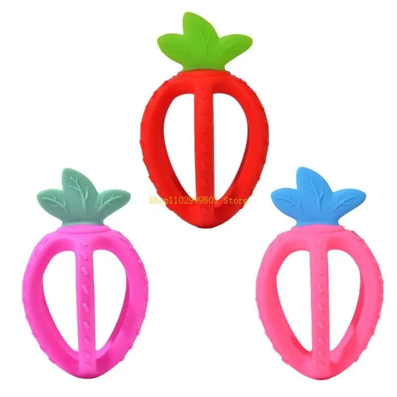 

Baby Silicone Strawberry Teether Newborn Teething Soother Bead Infant Chewing Molar Toy J0MF