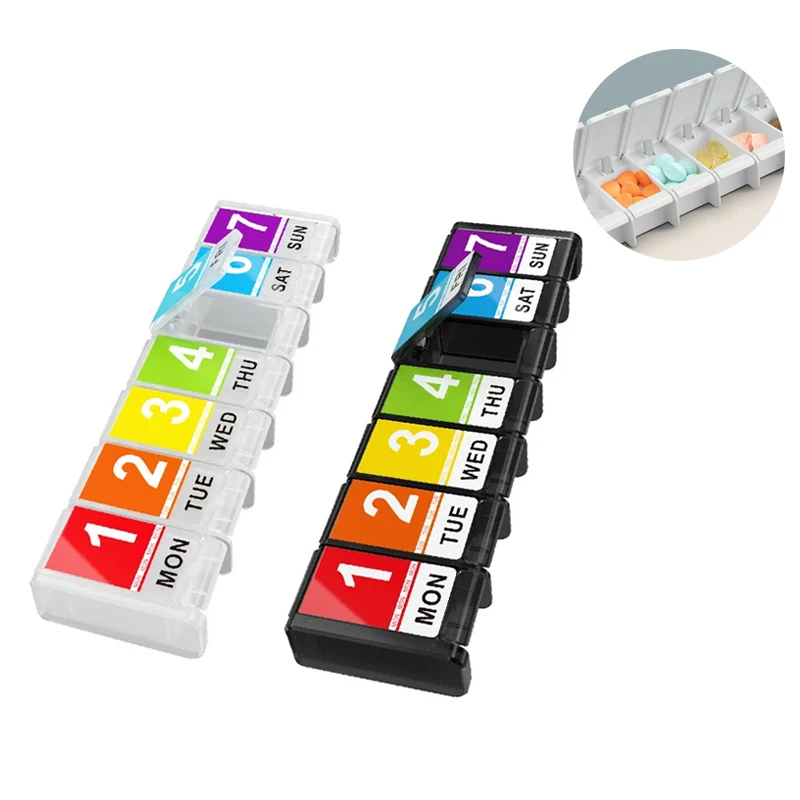 

7-Day Pill Organizer Weekly Large Vitamin Pill Box Splitters M Pm Daily Travel Medication Box For Vitamins Supplements Fish Oil