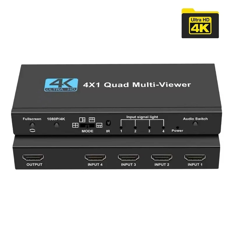 HDMI Multi viewer 4x1 1080P HDMI Quad multiviewer Seamless Switcher 4 in 1 out 5 Display Modes for PS4 Camera PC to TV Monitor