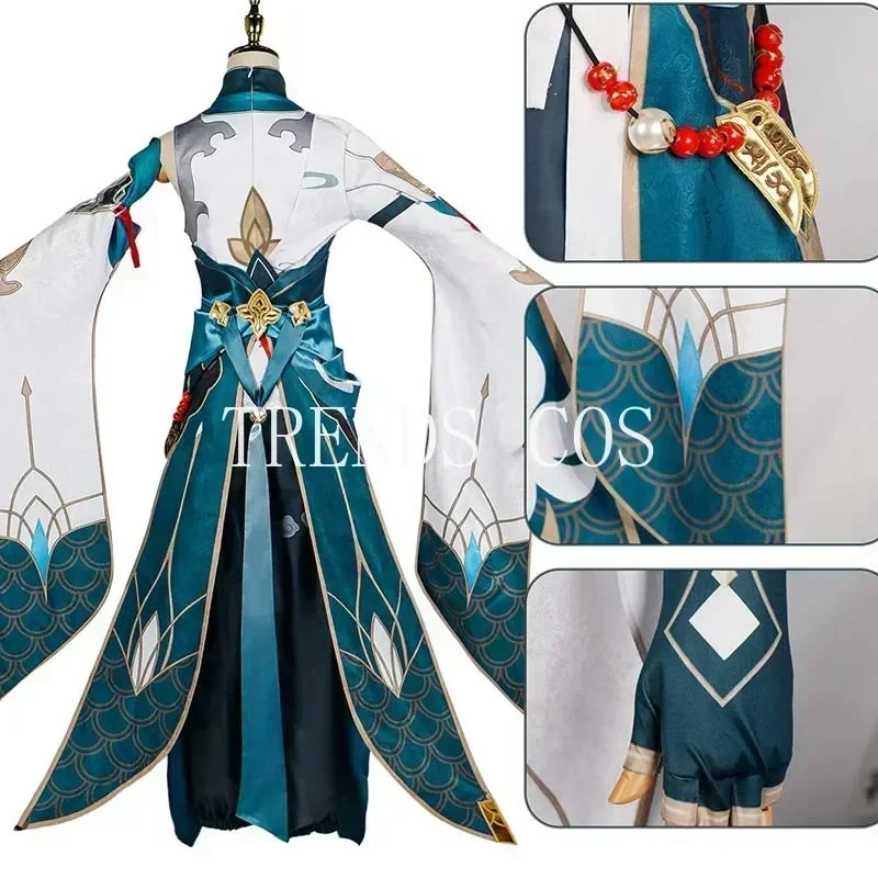 Dan Heng Imbibitor Lunae Cosplay Costume Game Uniform Jacquard Fabric  Imbibitor Lunae Outfits with Dragon Horn for Comic Con