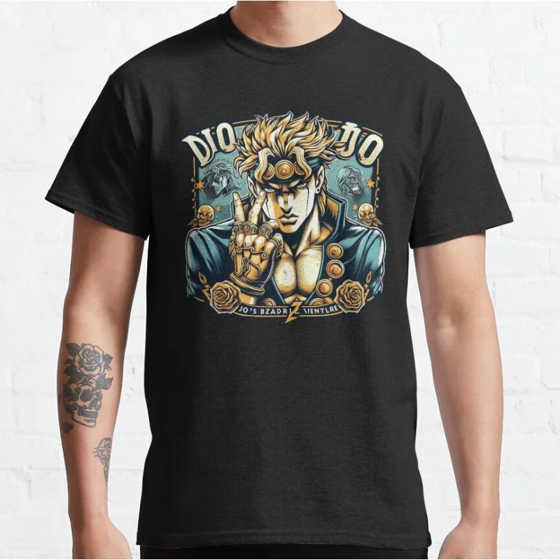 

0215 JoJo's Bizarre Adventure Anime Gift t shirt Manga Dio Brando 100% cotton Graphic Clothes Y2K clothing All size Tops S-6XL