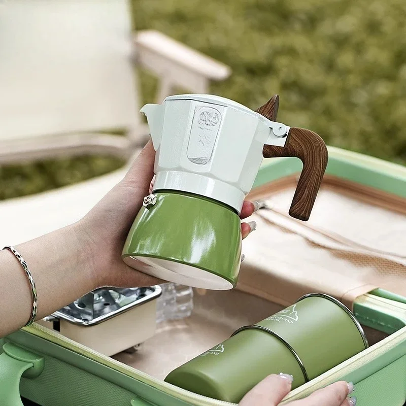 Outdoor Camping Equipment Double Valve Mocha Pot Set Portable Household Espresso Small Espresso Pot