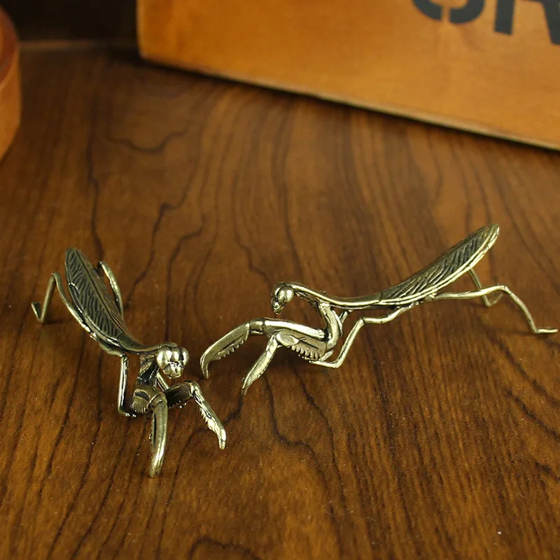 Vintage Copper Mantis Miniature Ornament Flower Pot Decoration Decorative Craft Accessories