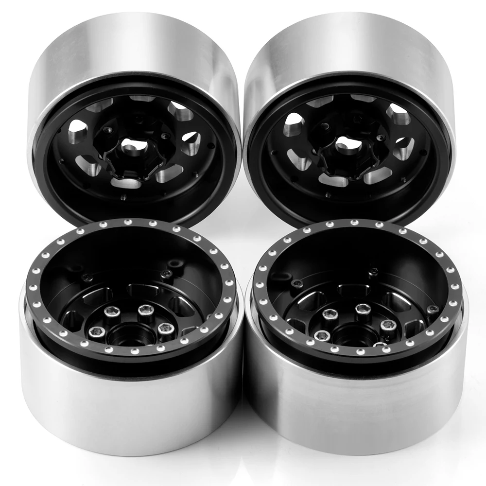 

MIBIDAO 4PCS 1.9" Wheel tires Rubber Tyre Beadlock Wheel Rim Tire for 1/10 RC Crawler Axial SCX10 Tamiya D90