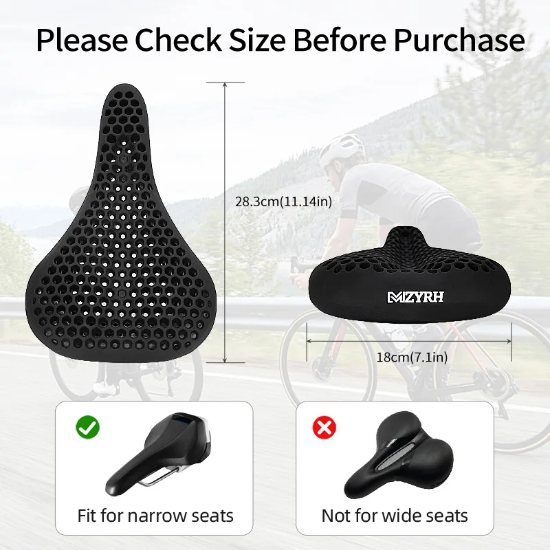 Mzyrh Mountain Road Bike Seat Bicycle Accessories Breathable Soft Rubber Bicycle Seat Cushion Bike Seat Cover