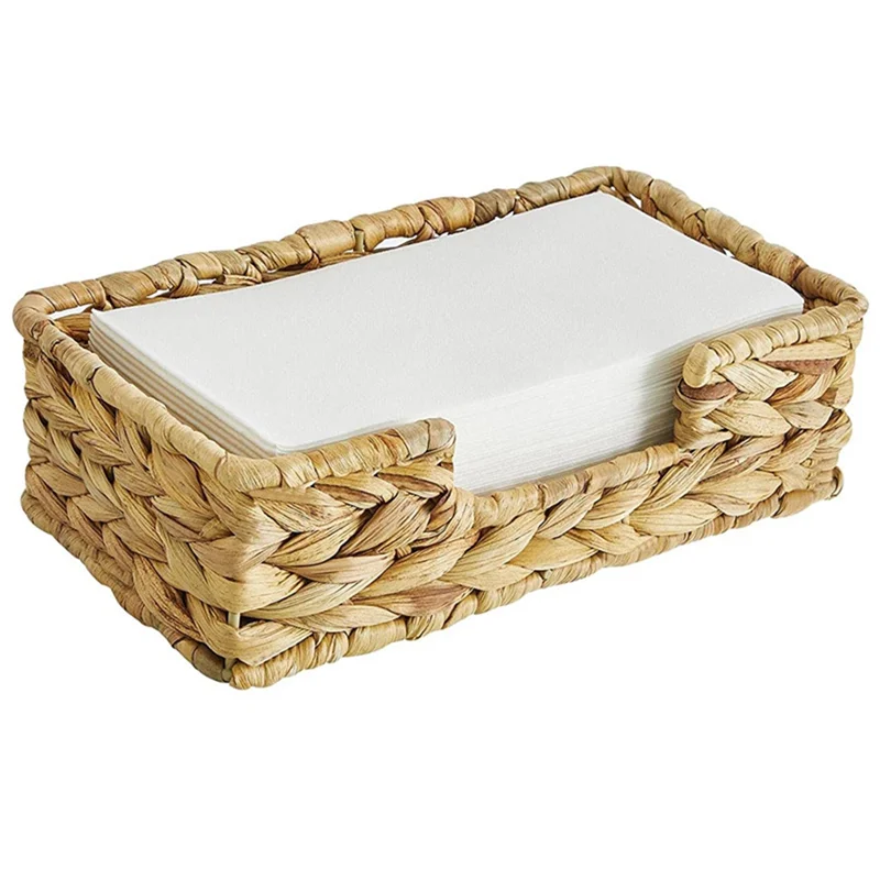 

AA01-3PCS Hand Woven Rattan Tray Wicker Baskets For Tank Tray Wicker Tray For Kitchen Home Office Water Hyacinth Storage Easy To