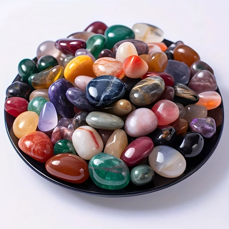 72pcs Natural Mixed Tumbled Stones Polished Crystals Healing Gemstones 1-1.5cm for Home Decor Aquarium Gravel Succulent Pots