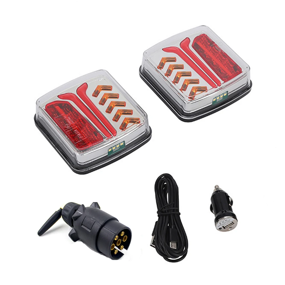 ATVOV 12V 24V EN 7 Pin Wireless Magnetic LED Truck Tail Light Rear Signal Warning Brake Light Waterproof Trailer Caravan Lorry