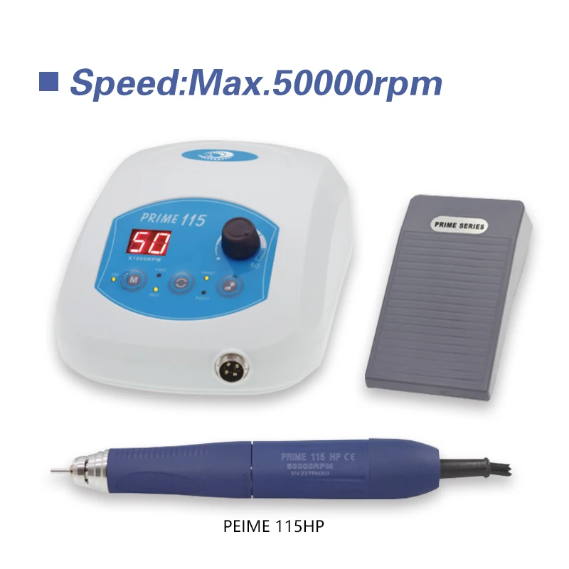 PRIME 115 Brushless Dental Lab Micromotor 210W 7.2Ncm Torque Jewelry Polisher Handpiece Powerful 50000RPM Hand Engraver