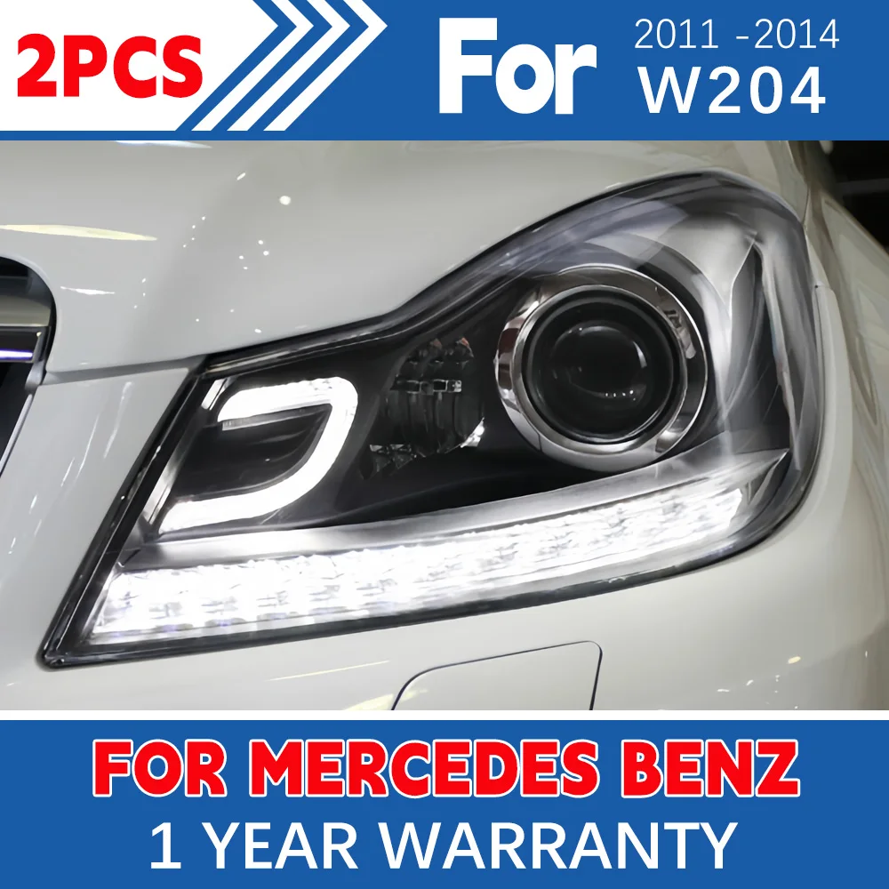 

For W204 Mercedes Benz 2011 -2014 C200 C250 12V Led Car Lights Drl Signal Front Head Lamp Dynamic Turn Signals Auto Accessories