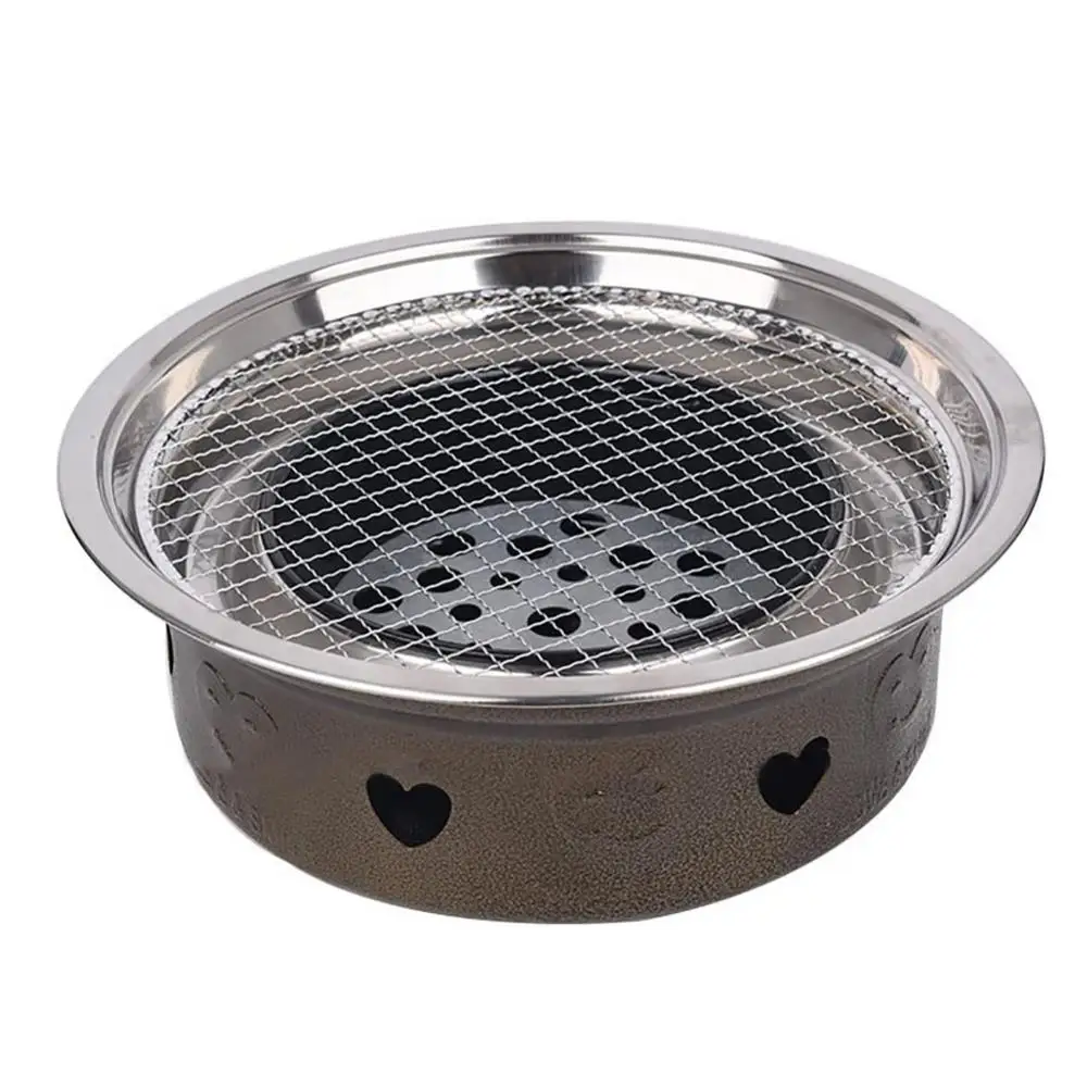 Round Stainless Steel BBQ Grill Roast Mesh Net Non-stick Barbecue Baking Pan