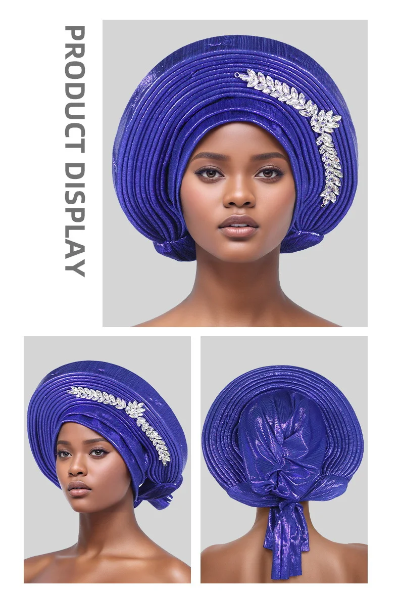 

Glitter Turban Cap for African Women Headscarf Hat Nigerian Headtie Auto Gele Head Wrap Party Muslim Hijab Bonnet Hat Headgear