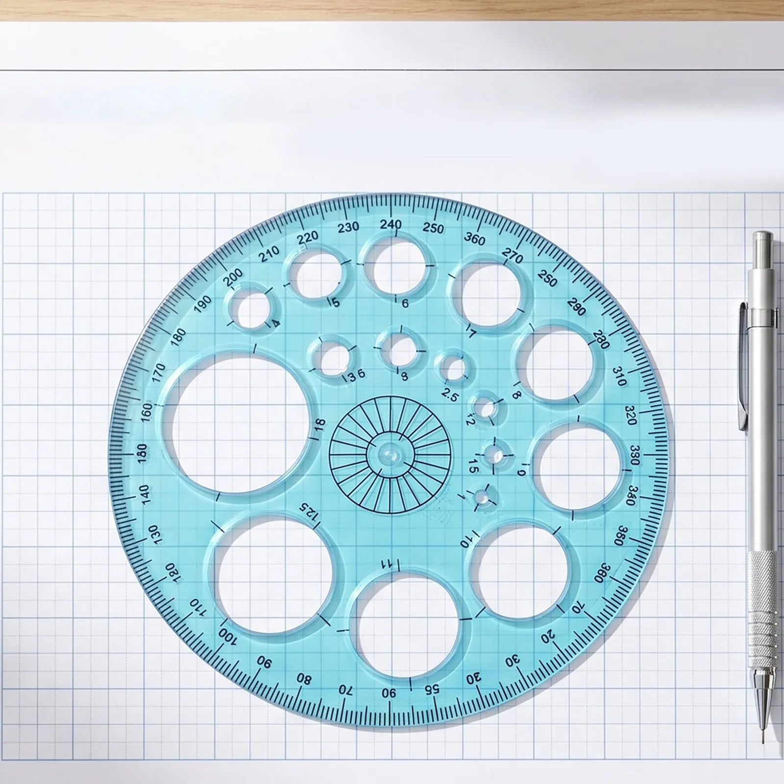 8 Pcs Circle Drawing Stationery Angle Calculation Helper Compact Portable Protractor Full Range Art Creation Tool