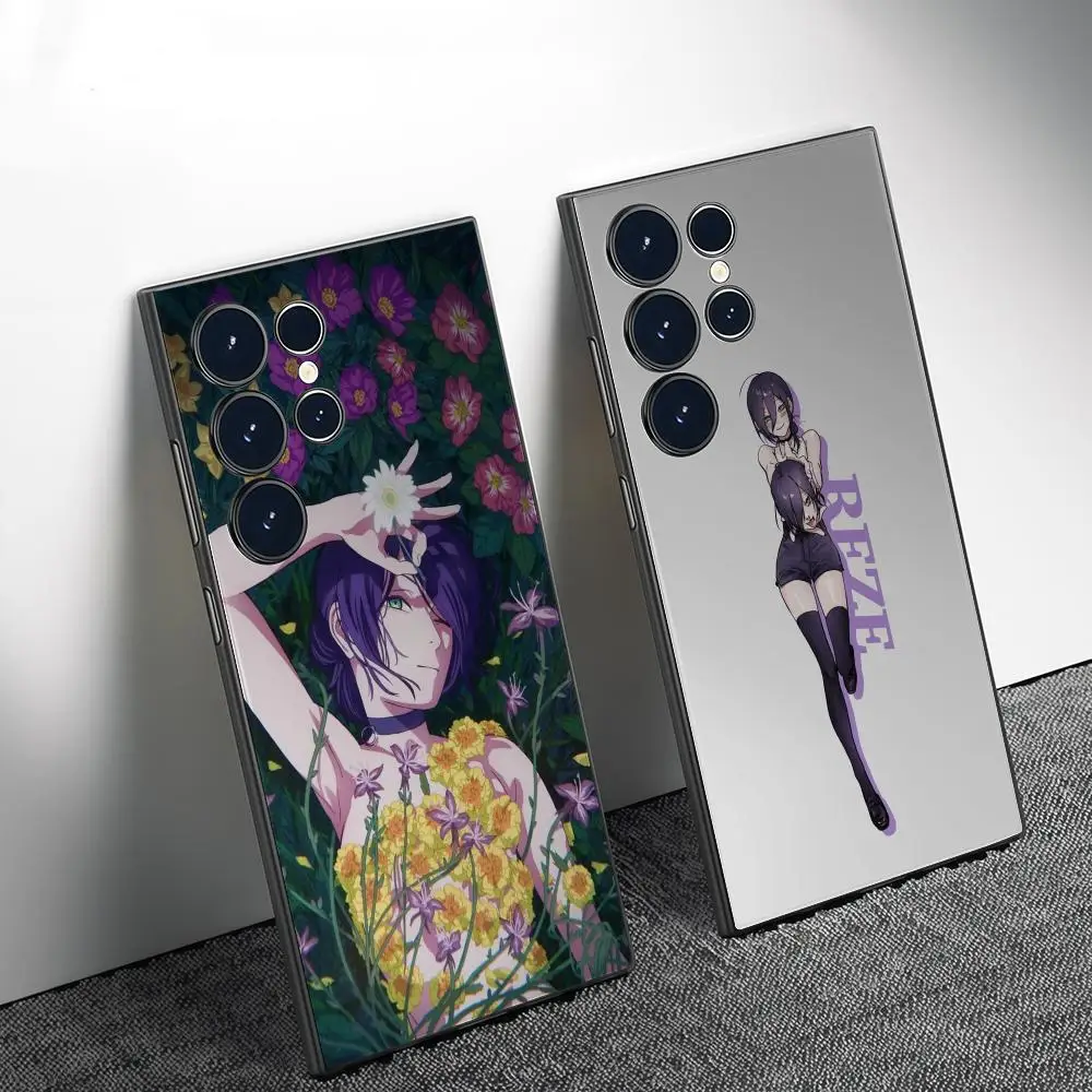 Anime Chainsaw Man REZE Phone Case For Samsung Galaxy S25 S24 S22 S23 Ultra S21 S20 Plus Frosted Full Soft Case