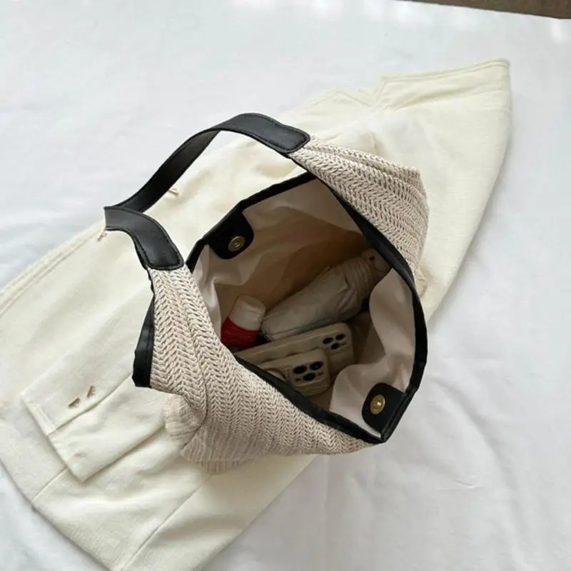 

Женская летняя пляжная сумка, сумка большой емкости, соломенная тканая сумка на плечо, сумка-тоут 20CA